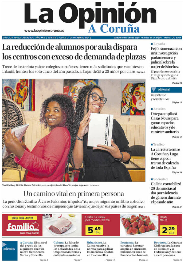 Portada de La Opinión de A Coruña (España)