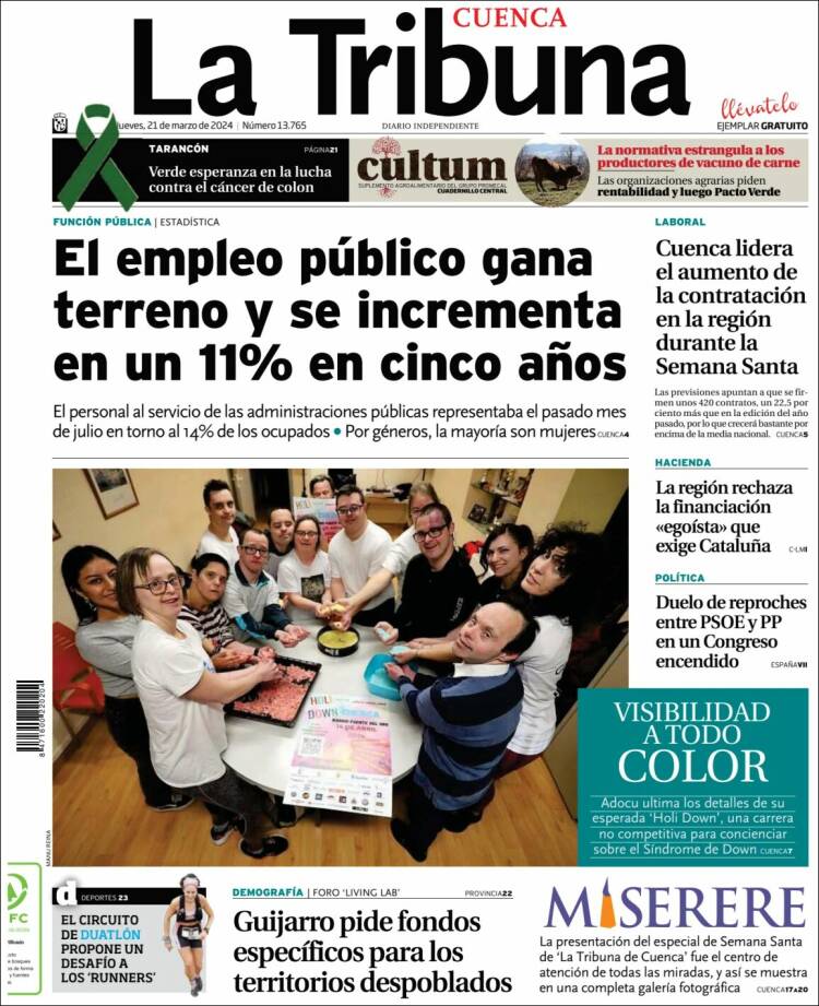 Portada de La Tribuna de Cuenca (España)