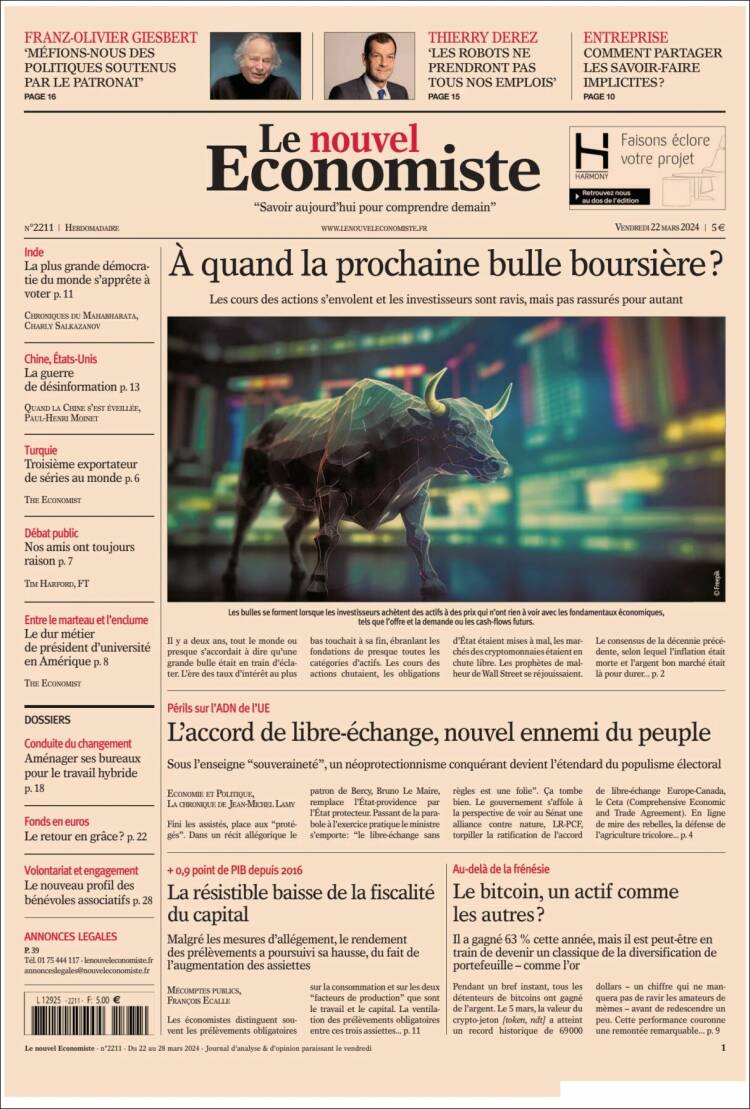 Portada de Le nouvel Economiste (Francia)