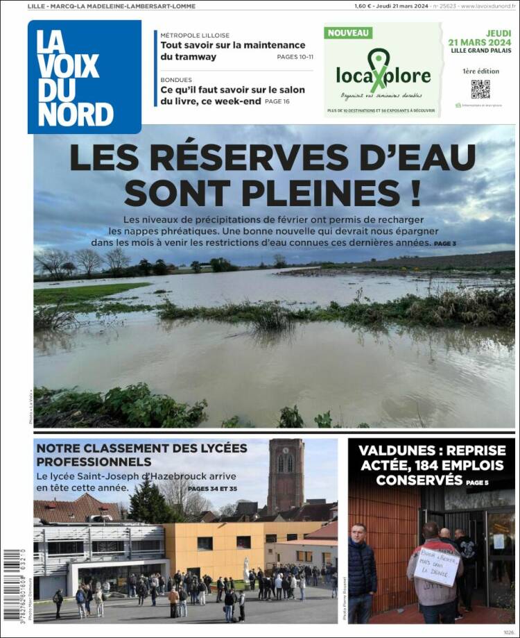 Portada de La Voix du Nord (Francia)