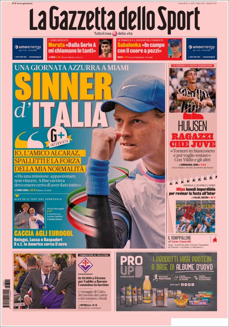 Portada de La Gazzetta dello Sport (Italia)