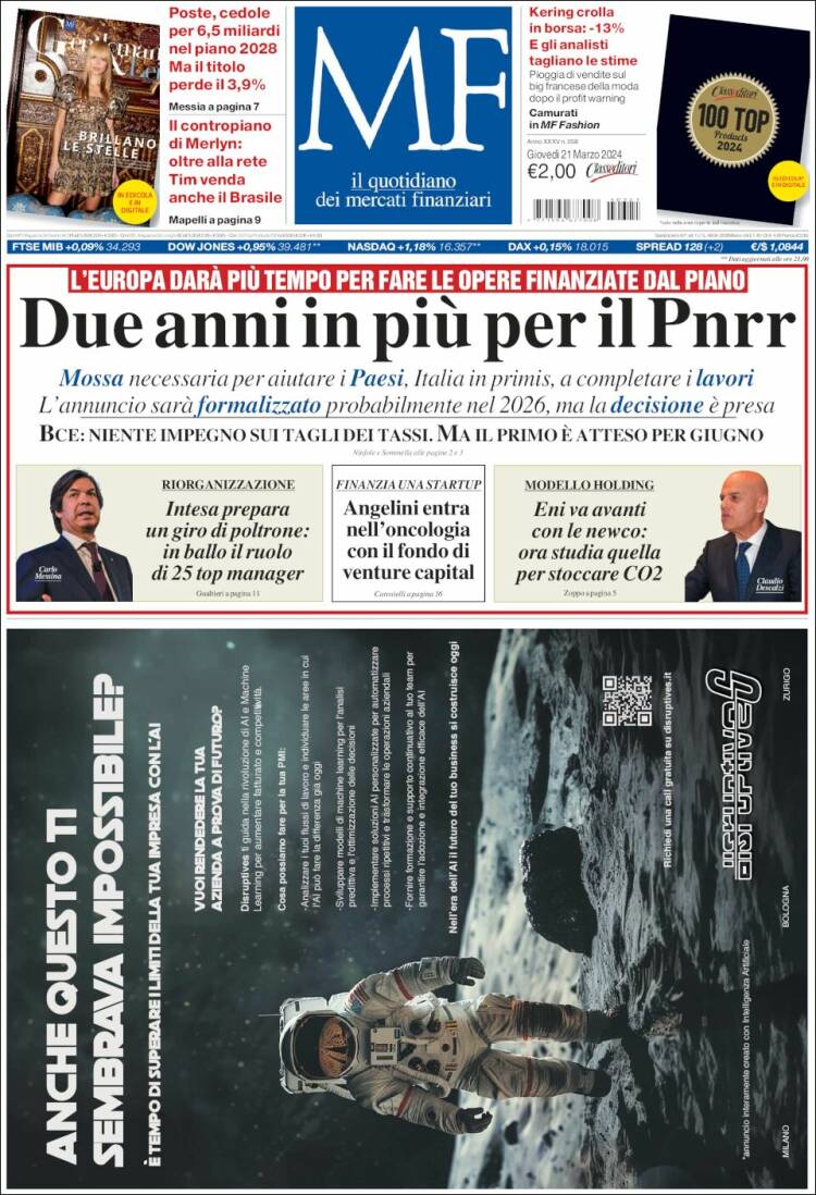 Portada de Milano Finanza (Italia)