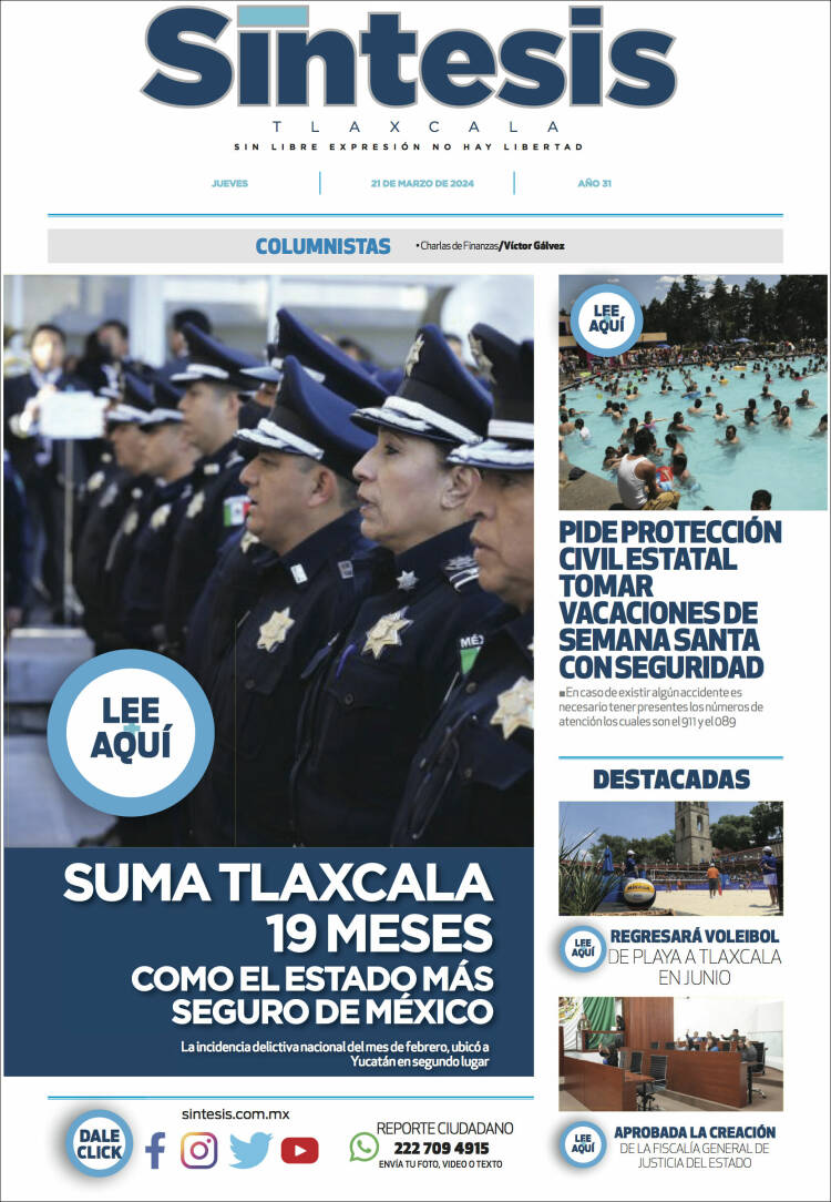 Portada de Síntesis de Tlaxcala (México)