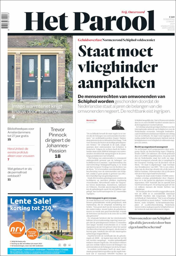 Portada de Het Parool (Pa&iacute;ses Bajos)