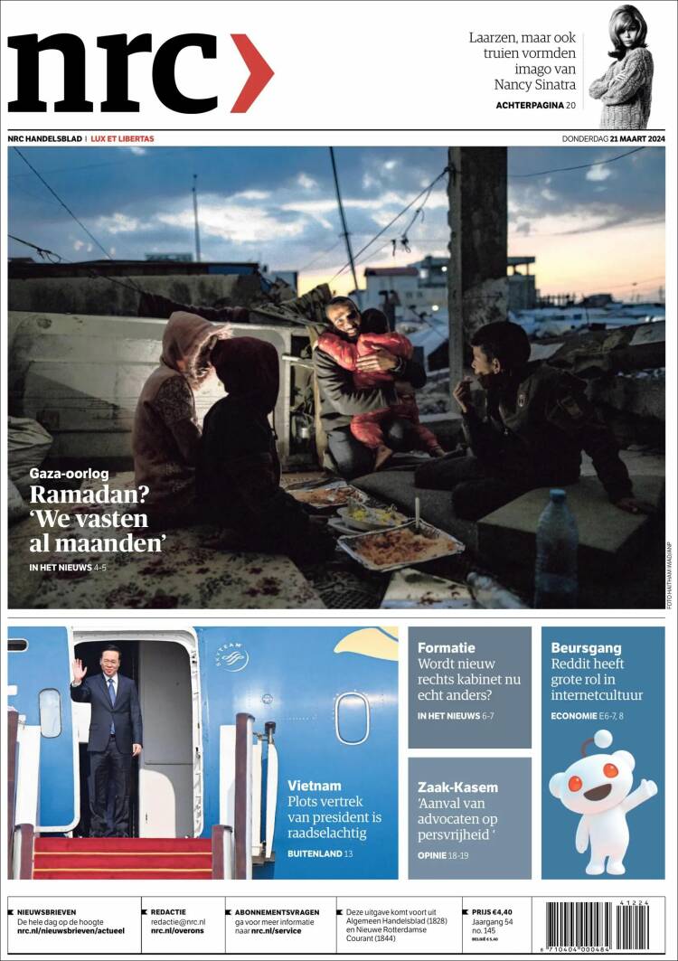 Portada de NRC Handelsblad (Pa&iacute;ses Bajos)