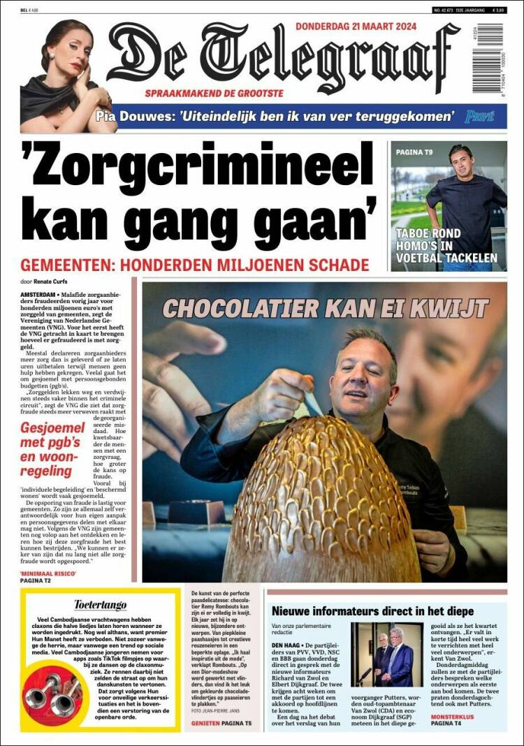 Portada de De Telegraaf (Pa&iacute;ses Bajos)
