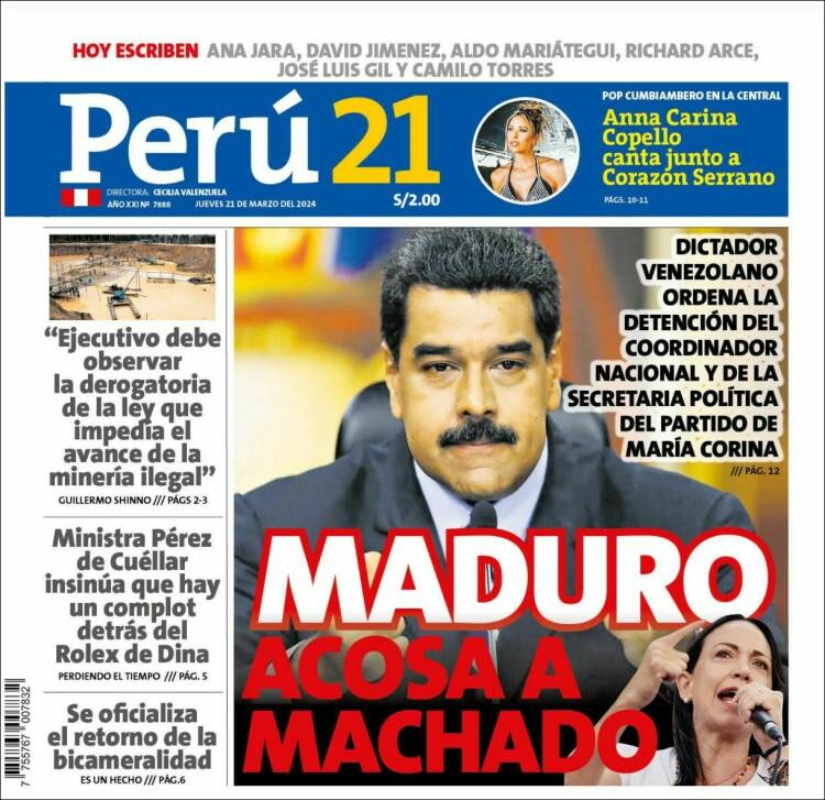 Portada de Perú 21 (Per&uacute;)