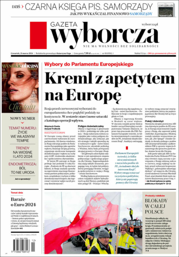 Portada de Gazeta Wyborcza (Polonia)