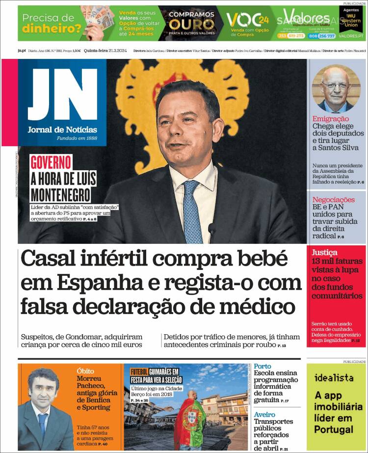 Portada de Jornal de Notícias (Portugal)