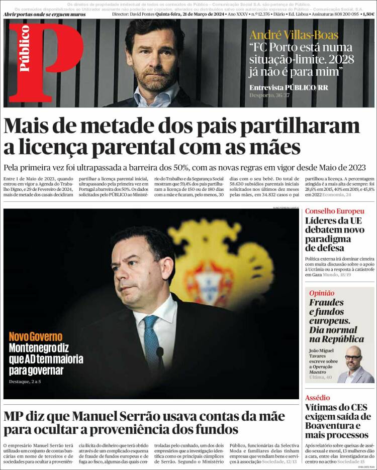 Portada de Público (Portugal)