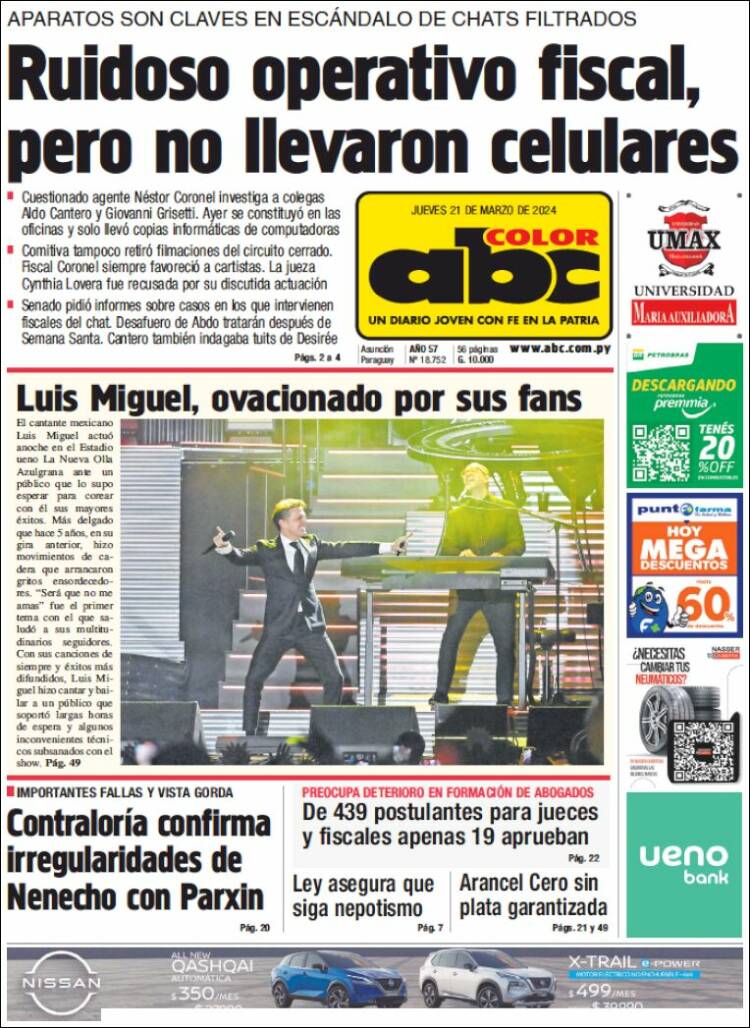 Portada de ABC Color (Paraguay)