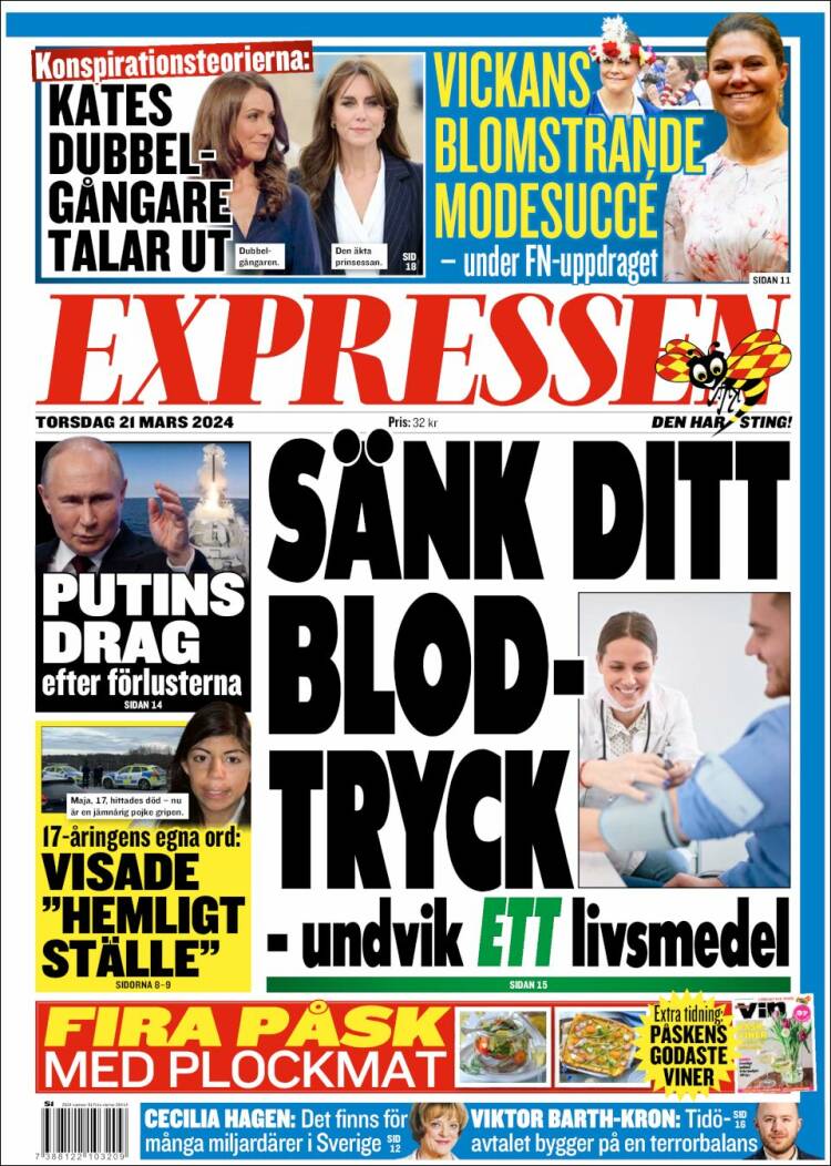 Portada de Expressen (Suecia)