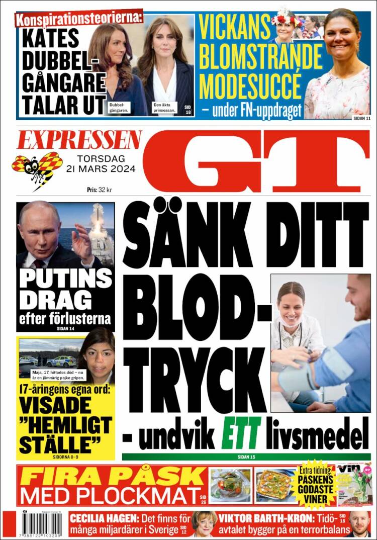 Portada de Göteborgstidningen (Suecia)