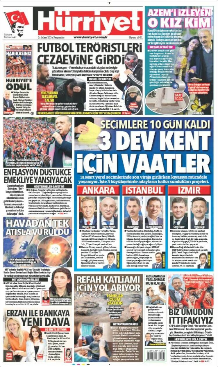Portada de Hürriyet (Turqu&iacute;a)