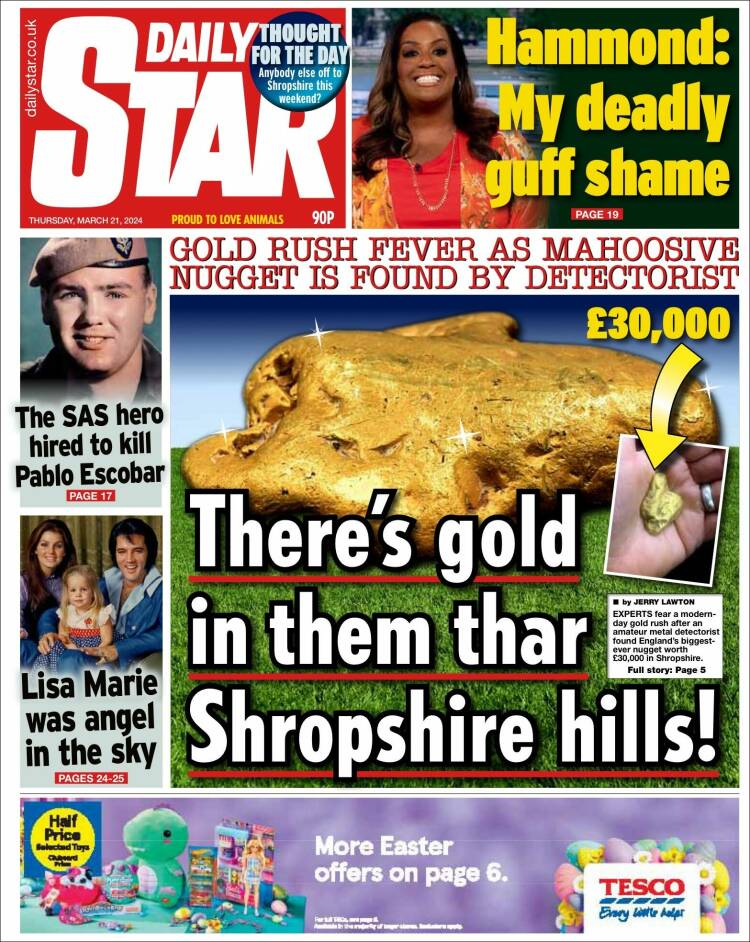 Portada de Daily Star (Reino Unido)
