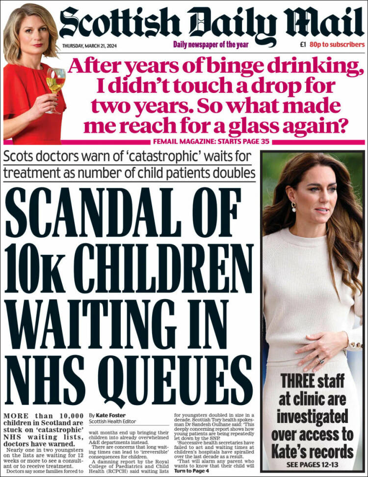 Portada de Scottish Daily Mail (Reino Unido)