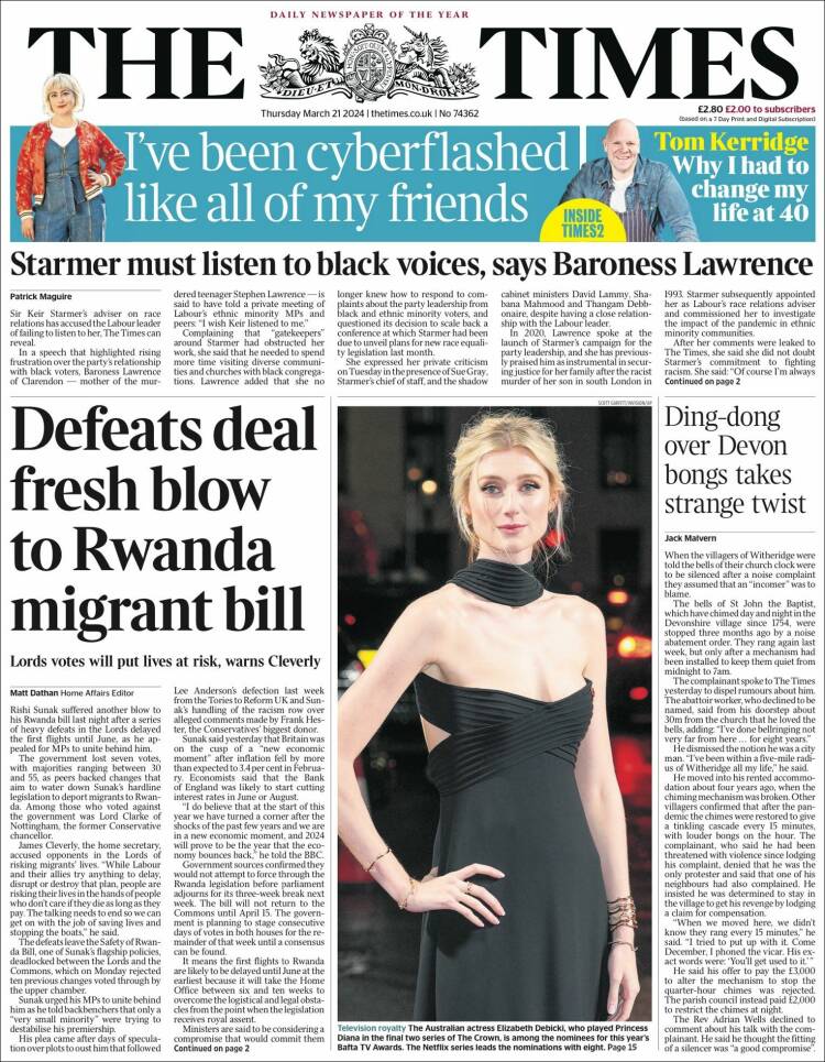 Portada de The Times (Reino Unido)
