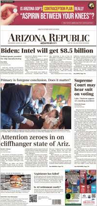 Portada de Arizona Republic News (USA)