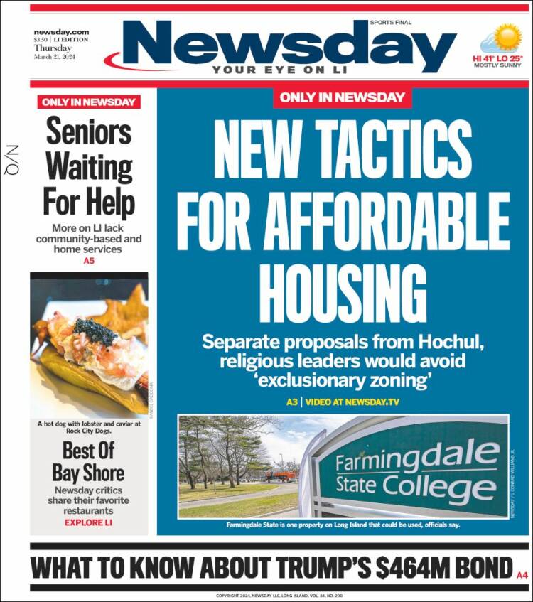 Portada de Newsday (USA)