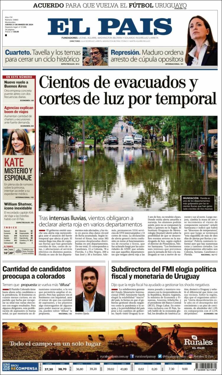 Portada de El País (Uruguay)