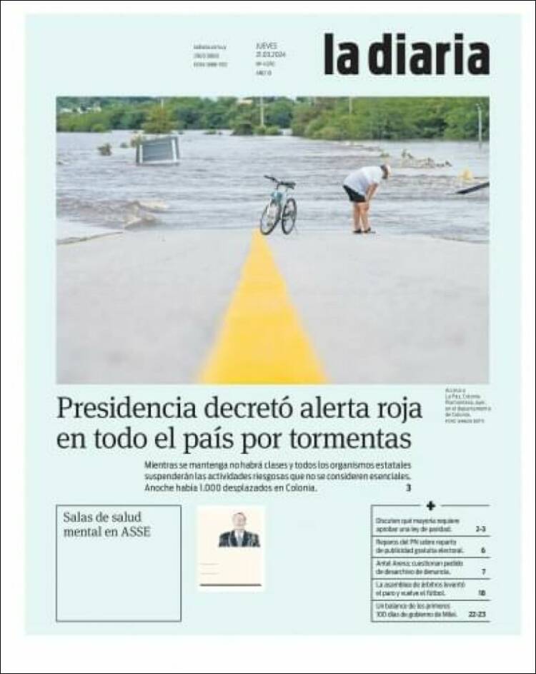 Portada de La Diaria (Uruguay)