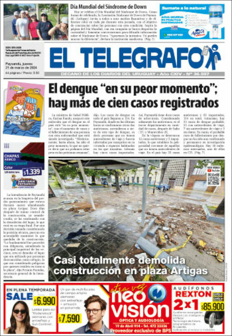 Portada de El Telégrafo (Uruguay)