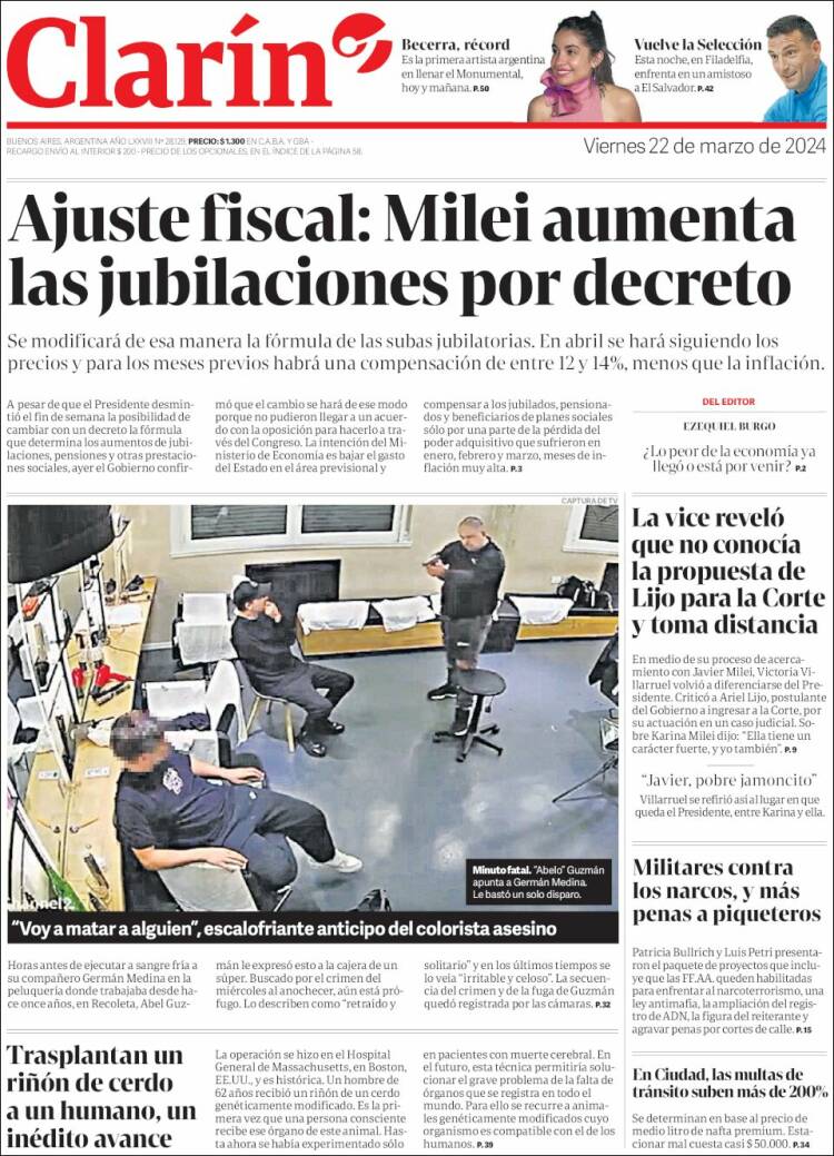 Portada de Clarín (Argentina)