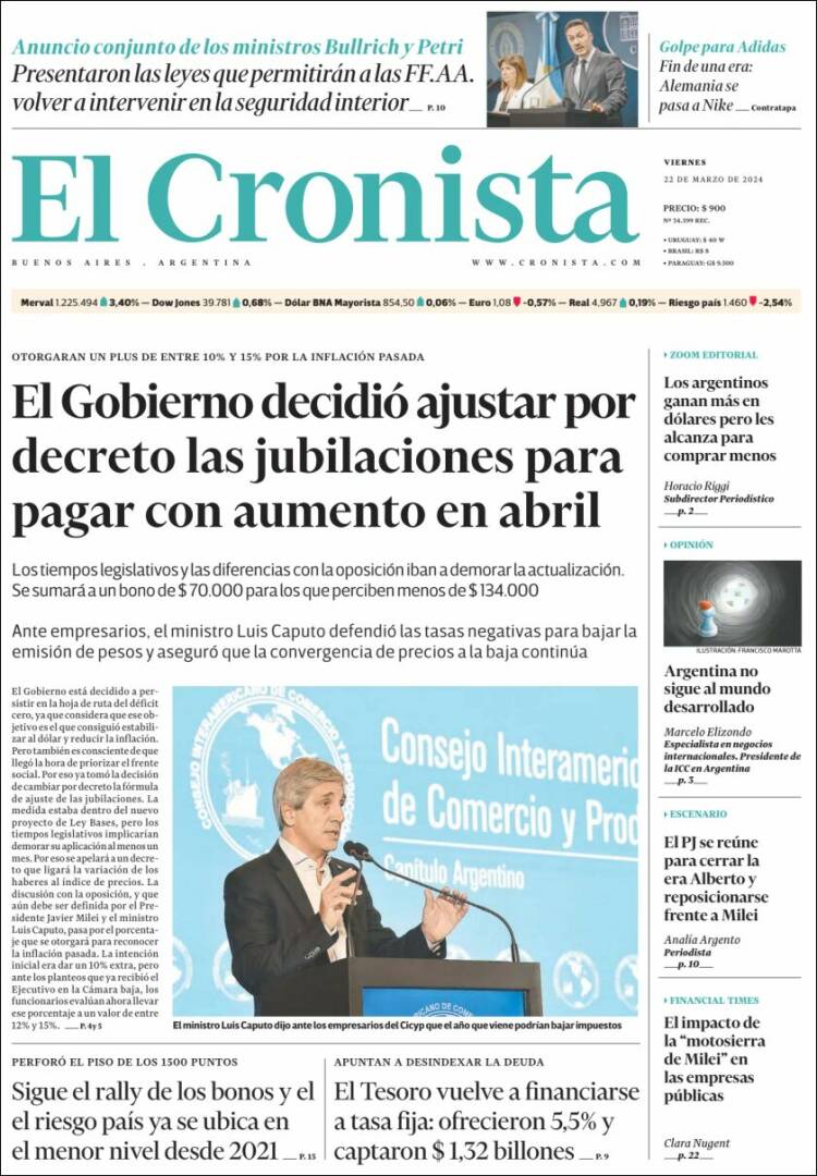 Portada de El Cronista Comercial (Argentina)