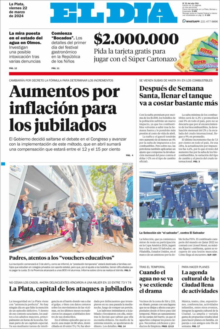 Portada de El Día de la Plata (Argentina)
