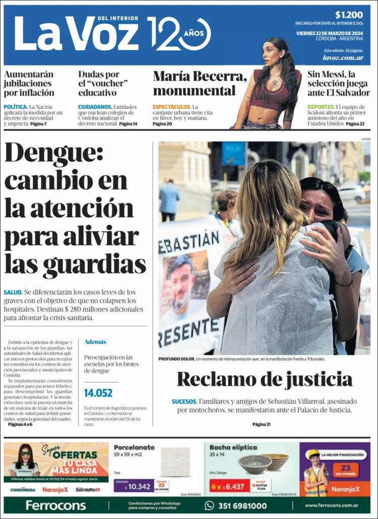 Portada de La Voz del Interior (Argentina)