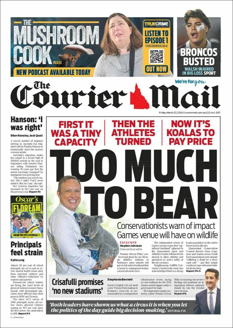 Portada de The Courier-Mail (Australia)