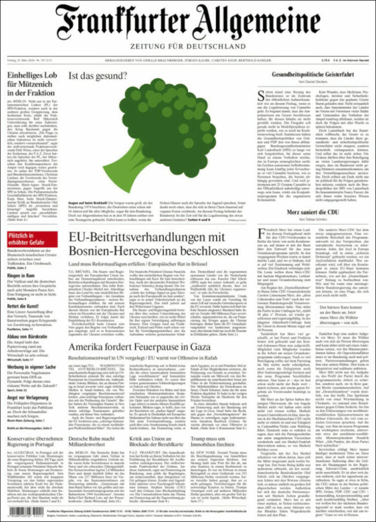 Portada de Frankfurter Allgemeine (Alemania)