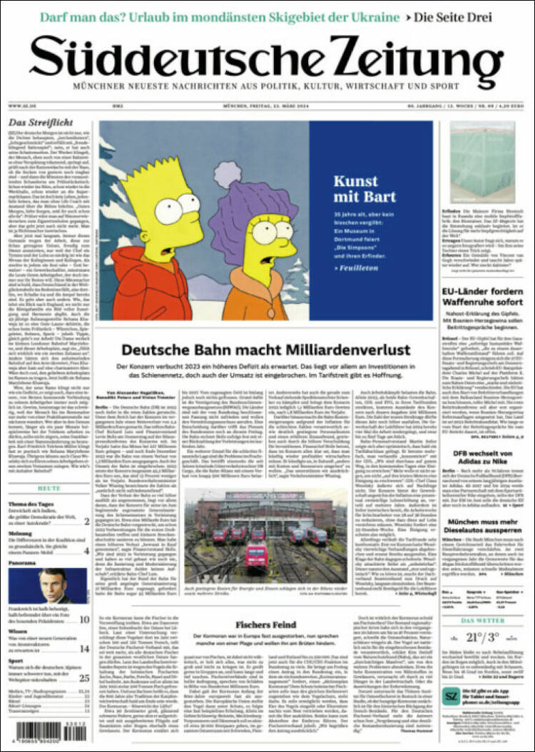 Portada de Sueddeutsche (Alemania)