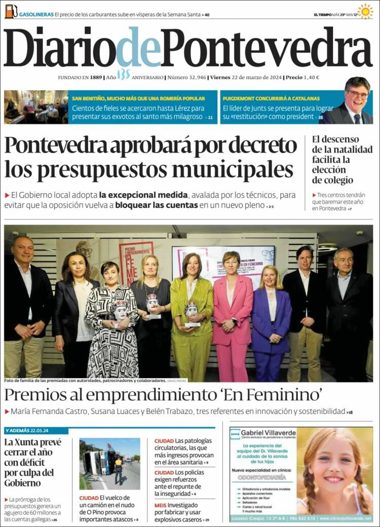 Portada de Diario de Pontevedra (España)