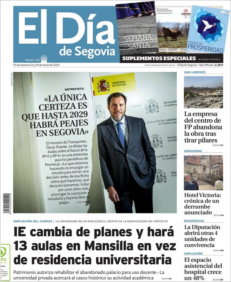 Portada de El Día de Segovia (España)