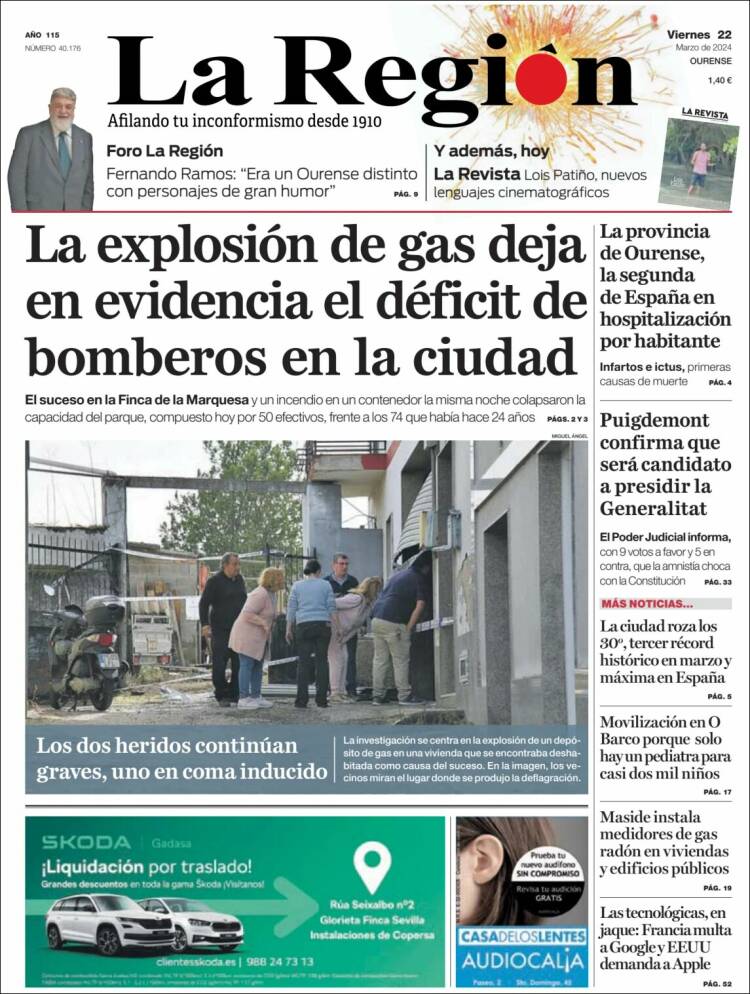 Portada de La Región de Ourense (España)