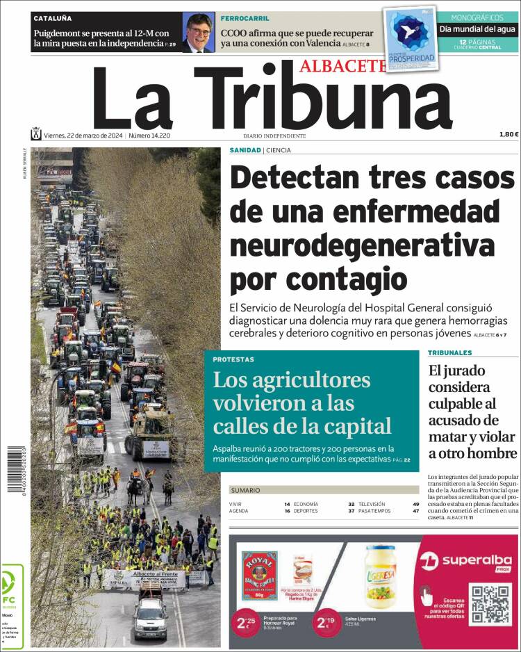 Portada de La Tribuna de Albacete (España)