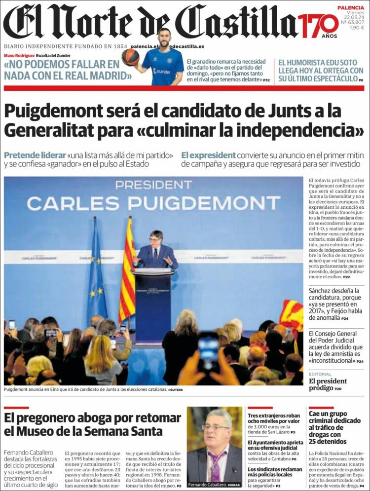 Portada de Norte de Castilla - Palencia (España)