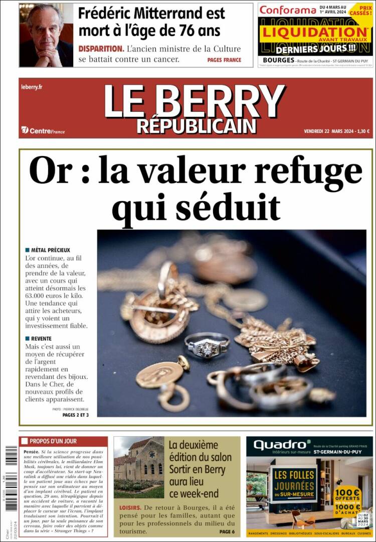 Portada de Berry Republicain (Francia)