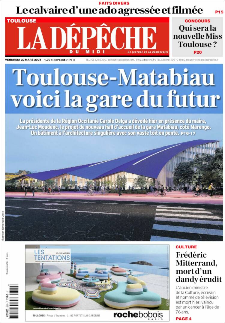 Portada de La Dépêche du Midi (Francia)