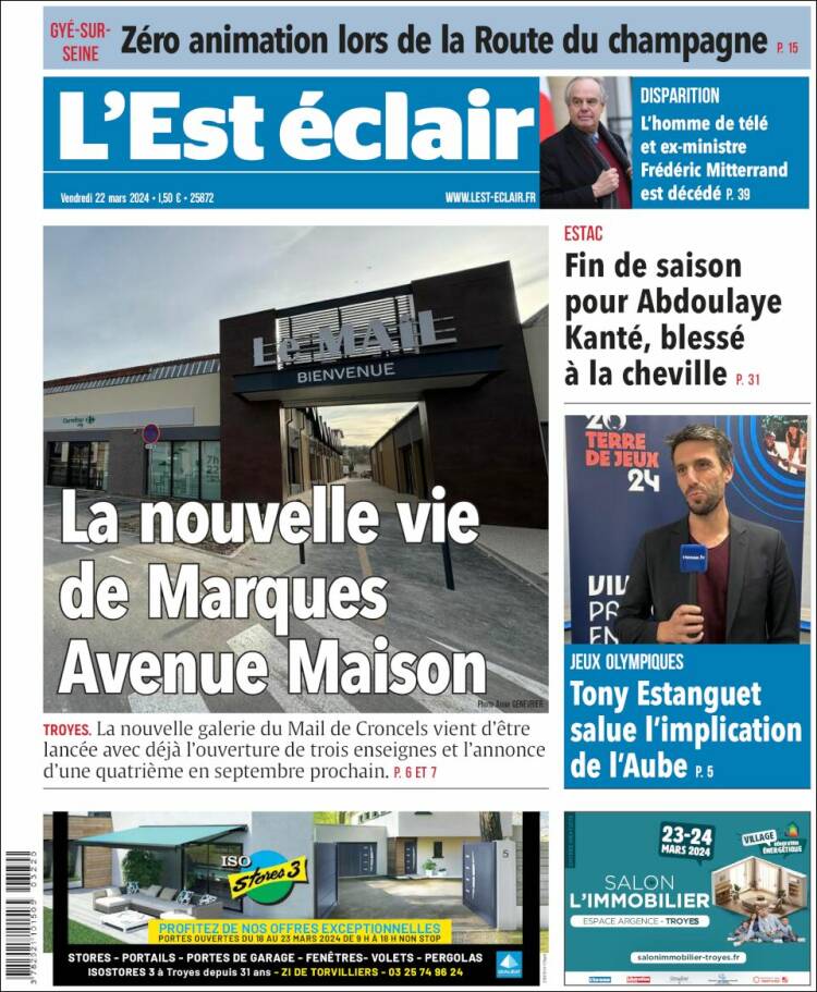 Portada de L'Est Eclair (Francia)