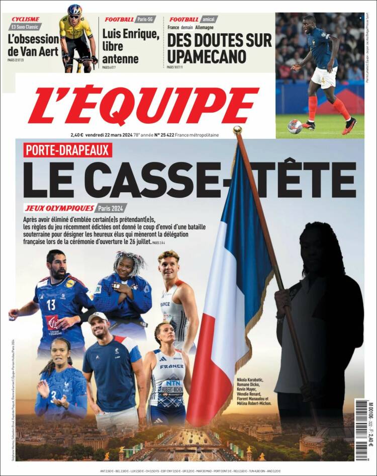 Portada de L'Equipe (Francia)