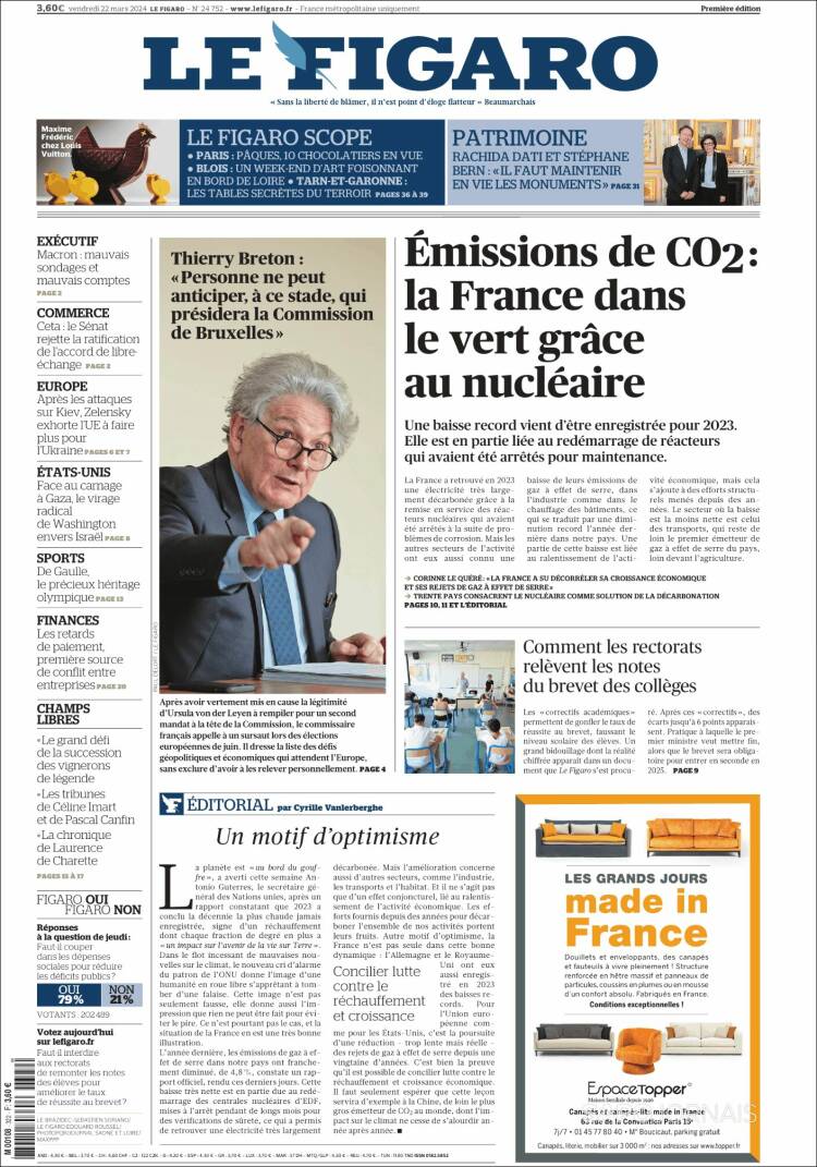 Portada de Le Figaro (Francia)