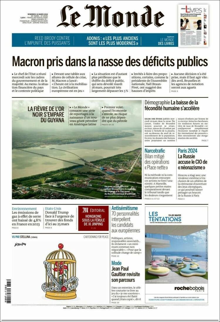 Portada de Le Monde (Francia)