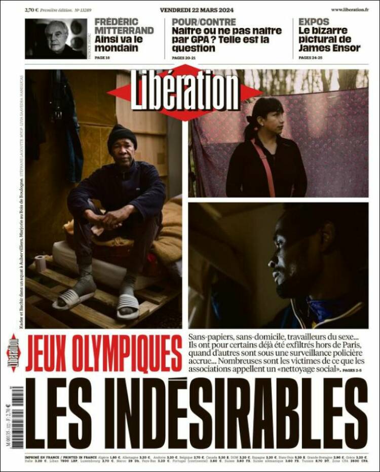 Portada de Libération (Francia)