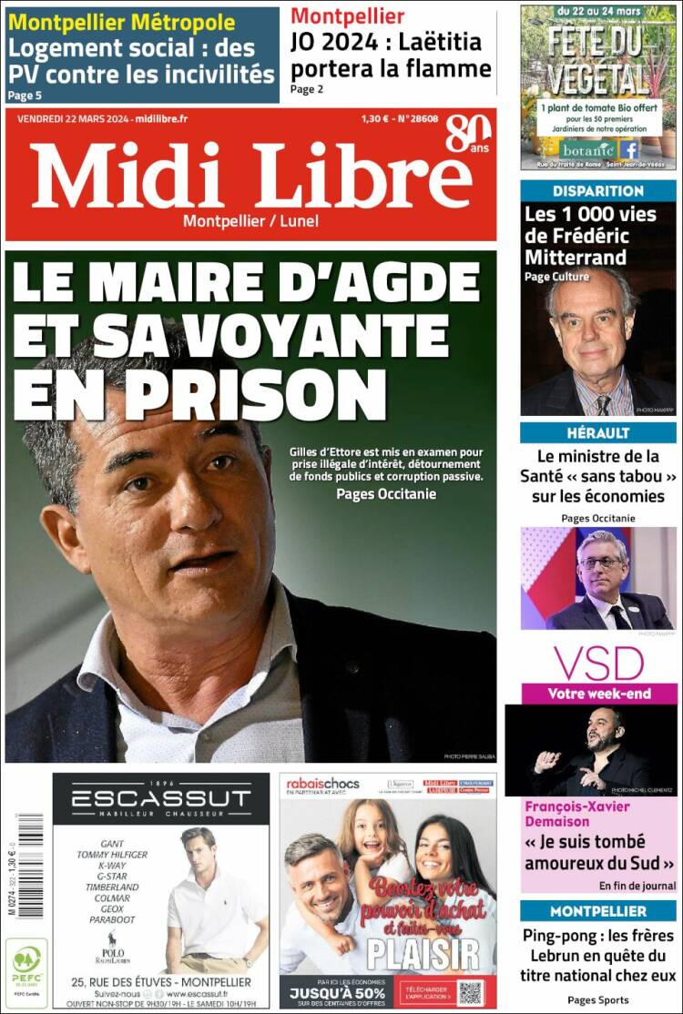 Portada de Midi Libre (Francia)