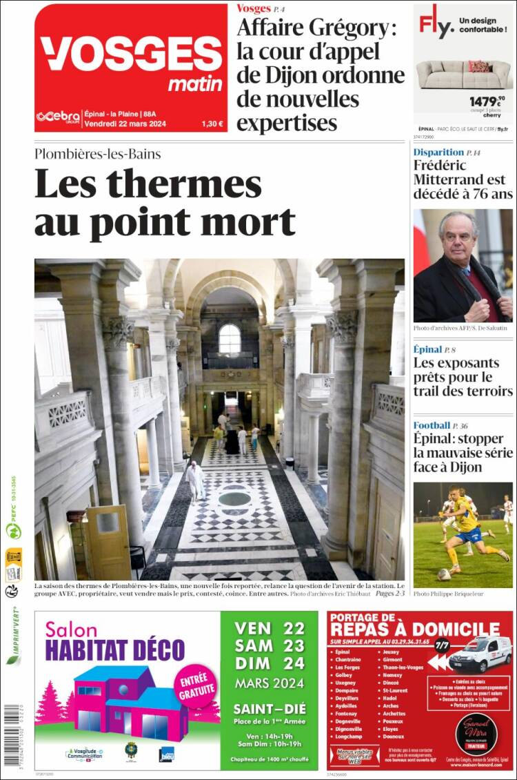 Portada de Vosges Matin (Francia)