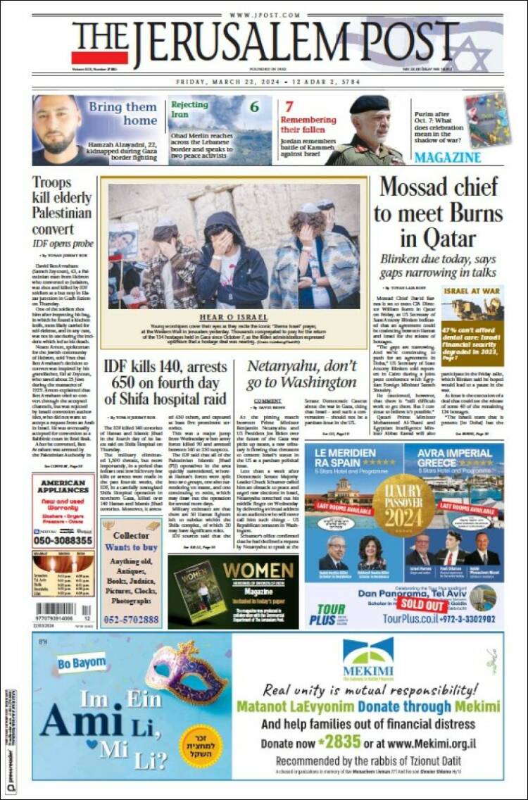 Portada de The Jerusalem Post (Israel)