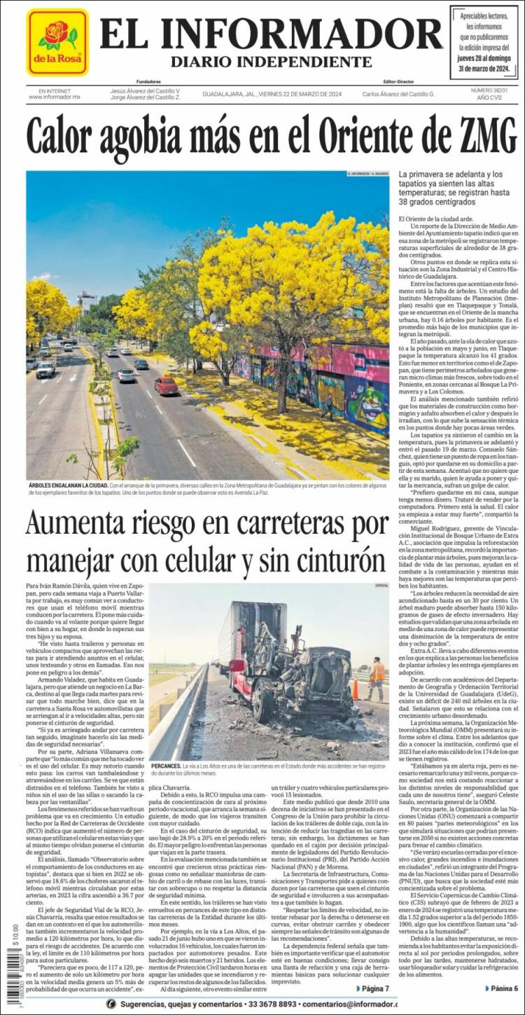 Portada de El Informador (M&eacute;xico)