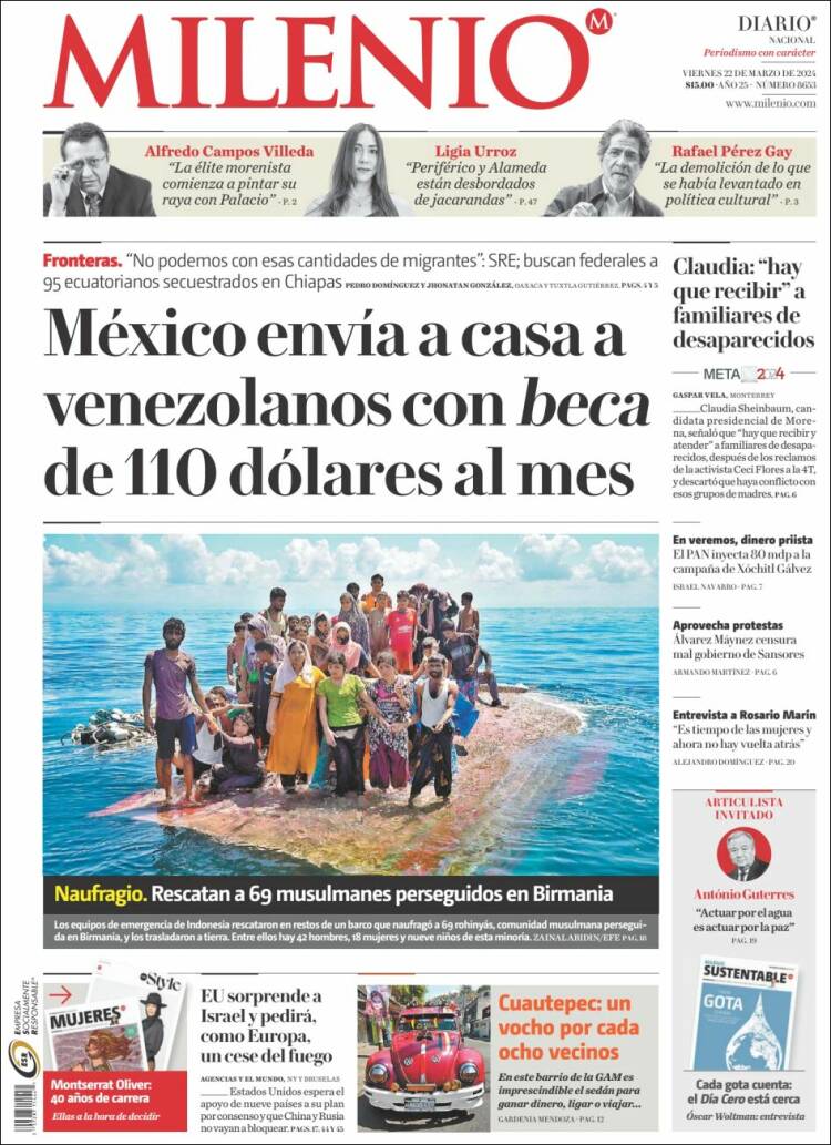 Portada de Milenio (M&eacute;xico)